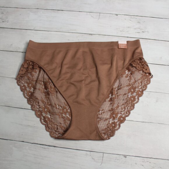 Ambrielle Women's High Cut Brief Panties Size XXL 9 Seamless Open Lace - Picture 1 of 6